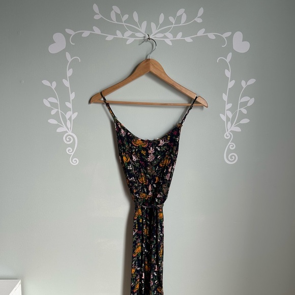 Dark Flower Print Elodie Spaghetti Straps Jumpsuit In Size Small - Picture 1 of 6